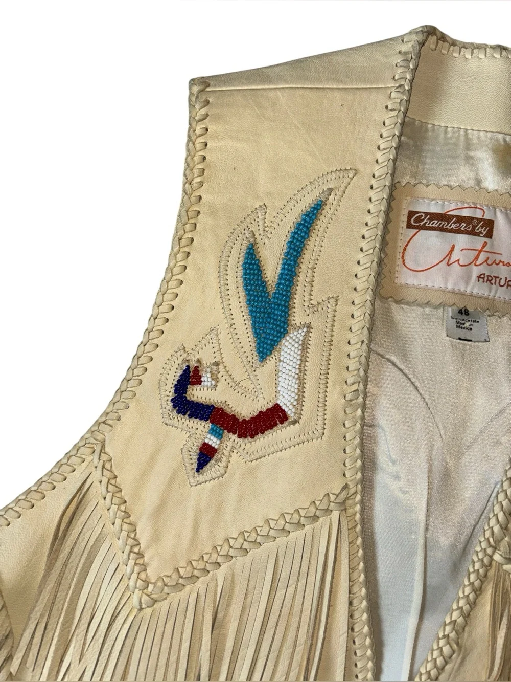 Arturo by Chambers genuine Leather Vest Southwestern/Native American Motif